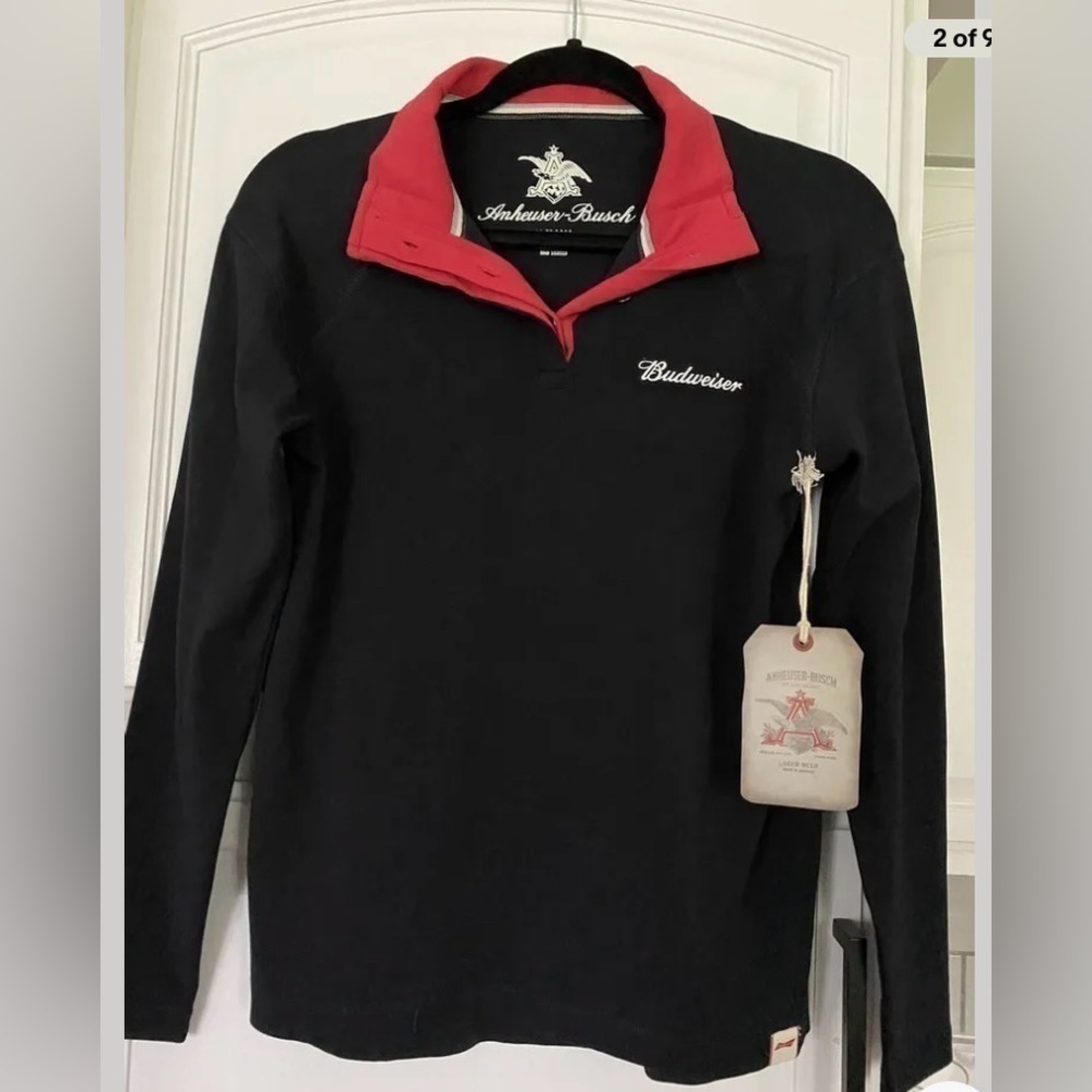 Budweiser Polo Shirt Womens Xsmall Black‎ Long Sleeve NWT